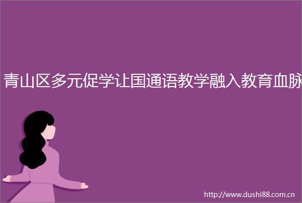 青山区多元促学让国通语教学融入教育血脉