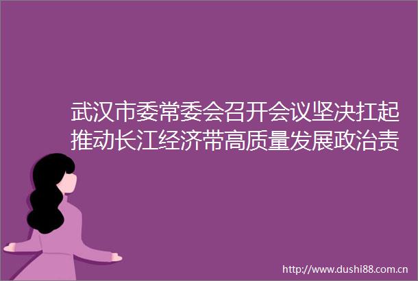 武汉市委常委会召开会议坚决扛起推动长江经济带高质量发展责任