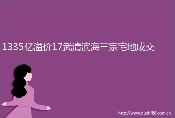 1335亿溢价17武清滨海三宗宅地成交