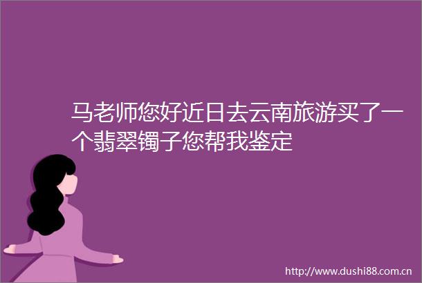 马老师您好近日去云南旅游买了一个翡翠镯子您帮我鉴定