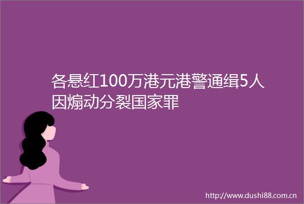 各悬红100万港元港警通缉5人因煽动分裂罪