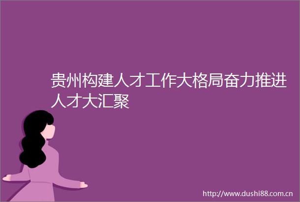 贵州构建人才工作大格局奋力推进人才大汇聚
