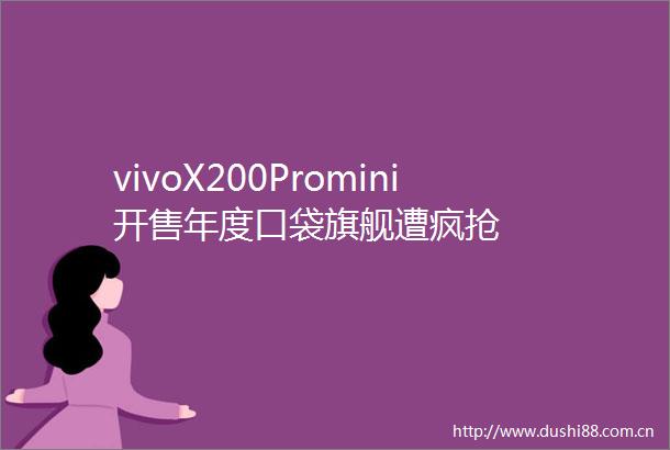 vivoX200Promini开售年度口袋旗舰遭疯抢