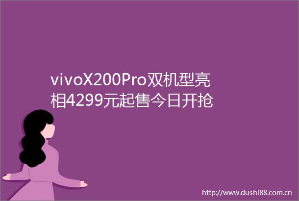 vivoX200Pro双机型亮相4299元起售今日开抢