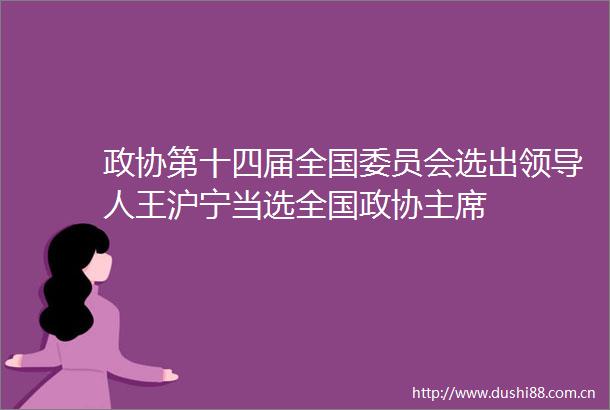 政协第十四届全国委员会选出人王沪宁当选全国政协