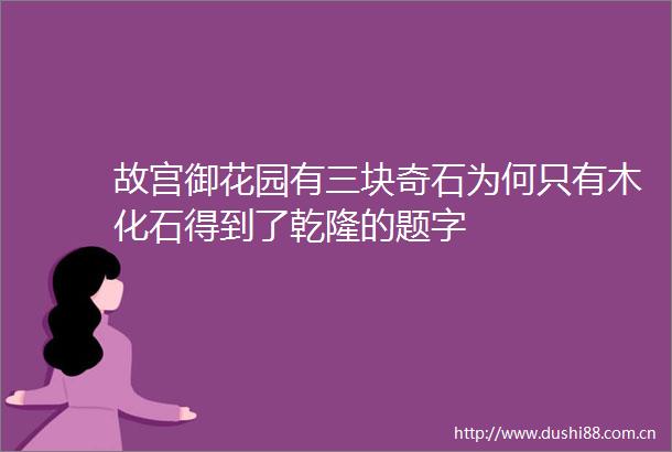 故宫御花园有三块奇石为何只有木化石得到了乾隆的题字