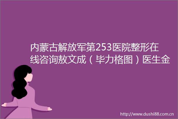 内蒙古第253医院整形在线咨询敖文成（毕力格图）医生金娟娟医生口碑价格超赞