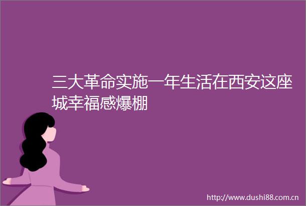三大革命实施一年生活在西安这座城幸福感爆棚