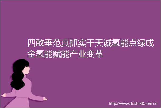 四敢垂范真抓实干天诚氢能点绿成金氢能赋能产业变革