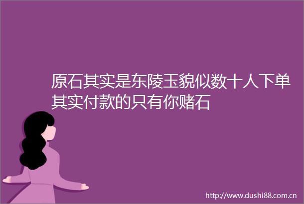 原石其实是东陵玉貌似数十人下单其实付款的只有你赌石