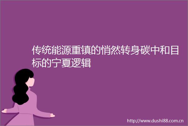 传统能源重镇的悄然转身碳中和目标的宁夏逻辑