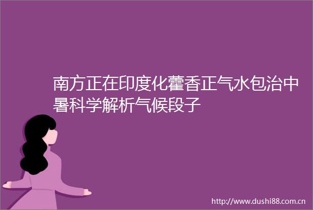 南方正在印度化藿香正气水包治中暑科学解析气候段子