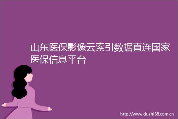 山东医保影像云索引数据直连医保信息平台