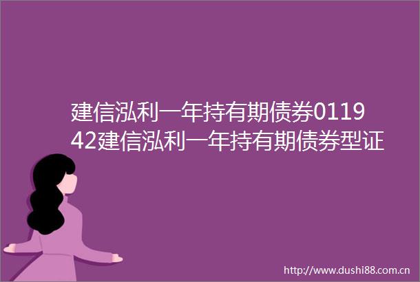 建信泓利一年持有期债券011942建信泓利一年持有期债券型证券投资基金2024年年度报告