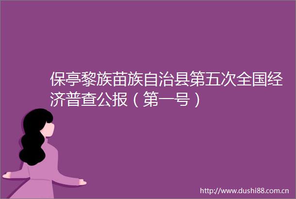 保亭黎族苗族自治县第五次全国经济普查公报（第一号）