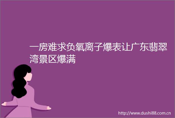 一房难求负氧离子爆表让广东翡翠湾景区爆满