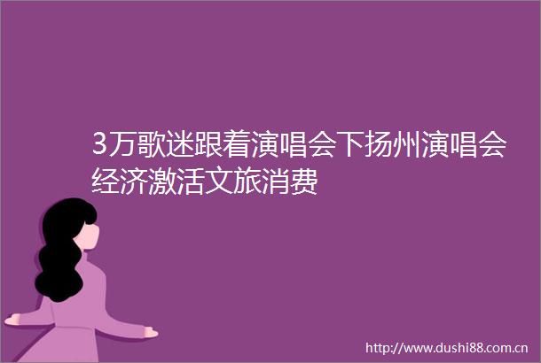 3万歌迷跟着演唱会下扬州演唱会经济激活文旅消费