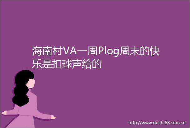 海南村VA一周Plog周末的快乐是扣球声给的