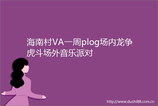 海南村VA一周plog场内龙争虎斗场外音乐派对