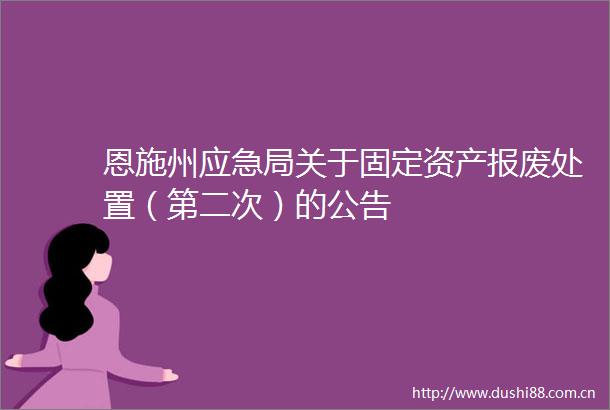 恩施州应急局关于固定资产报废处置（第二次）的公告