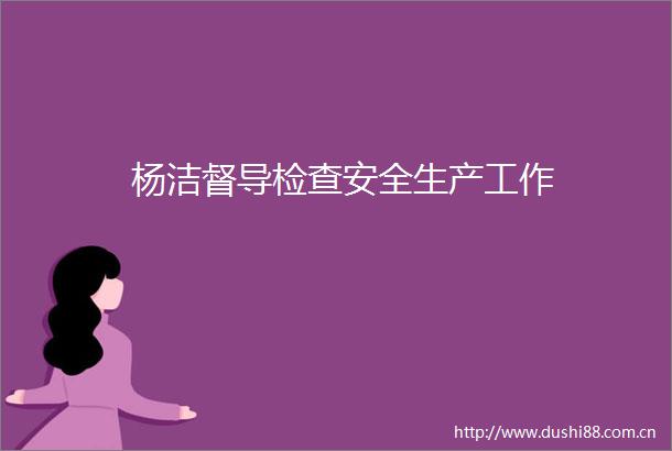 杨洁督导检查安全生产工作