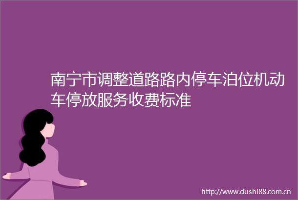 南宁市调整道路路内停车泊位机动车停放服务收费标准