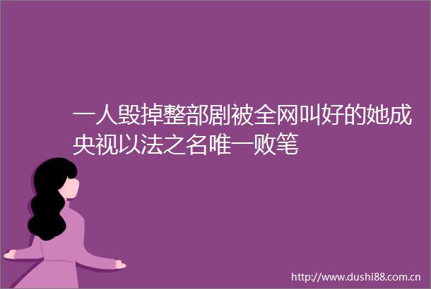一人毁掉整部剧被全网叫好的她成央视以法之名唯一败笔