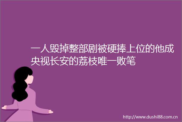 一人毁掉整部剧被硬捧上位的他成央视长安的荔枝唯一败笔