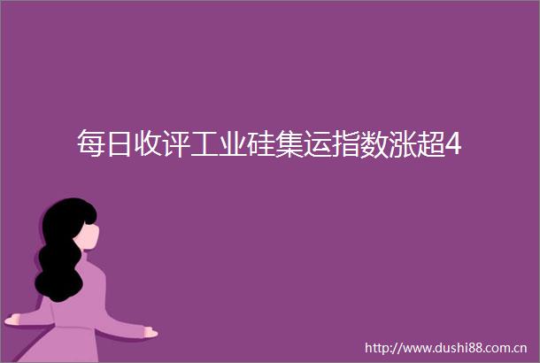 每日收评工业硅集运指数涨超4