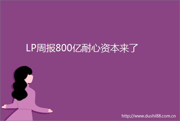 LP周报800亿耐心资本来了