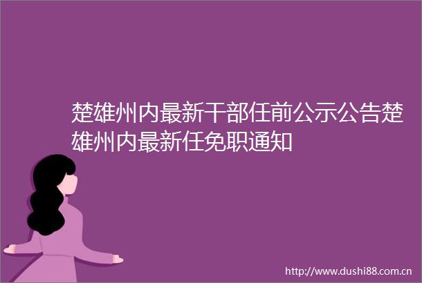楚雄州内最新任前公示公告楚雄州内最新任免职通知