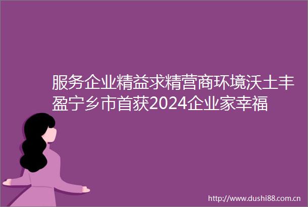 服务企业精益求精营商环境沃土丰盈宁乡市首获2024企业家幸福感最强市（区）