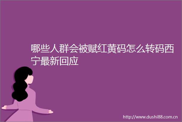 哪些人群会被赋红黄码怎么转码西宁最新回应