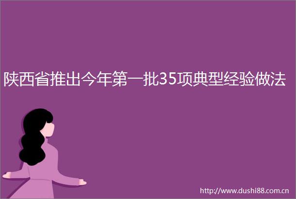 陕西省推出今年第一批35项典型经验做法