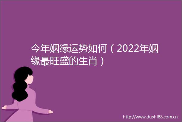 今年姻缘运势如何（2022年姻缘最旺盛的生肖）