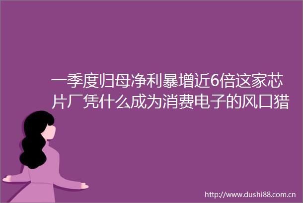 一季度归母净利暴增近6倍这家芯片厂凭什么成为消费电子的风口猎手