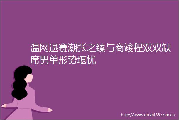 温网退赛潮张之臻与商竣程双双缺席男单形势堪忧