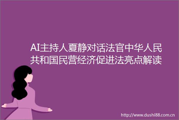 AI主持人夏静对话中华共和国民营经济促进法亮点解读