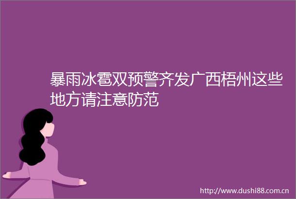 暴雨冰雹双预警齐发广西梧州这些地方请注意防范