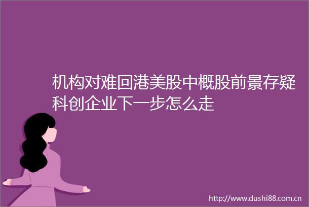 机构对难回港美股中概股前景存疑科创企业下一步怎么走