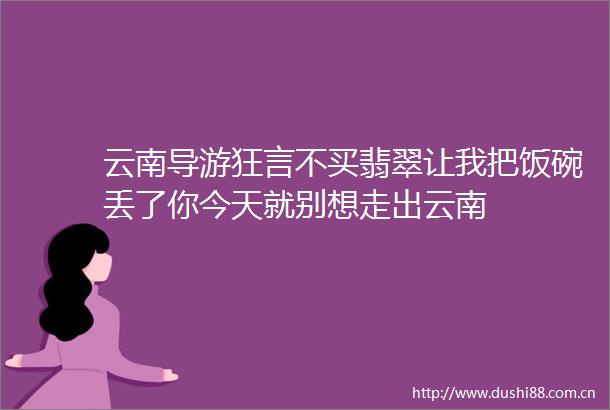 云南导游狂言不买翡翠让我把饭碗丢了你今天就别想走出云南