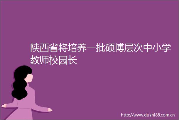 陕西省将培养一批硕博层次中小学教师校园长