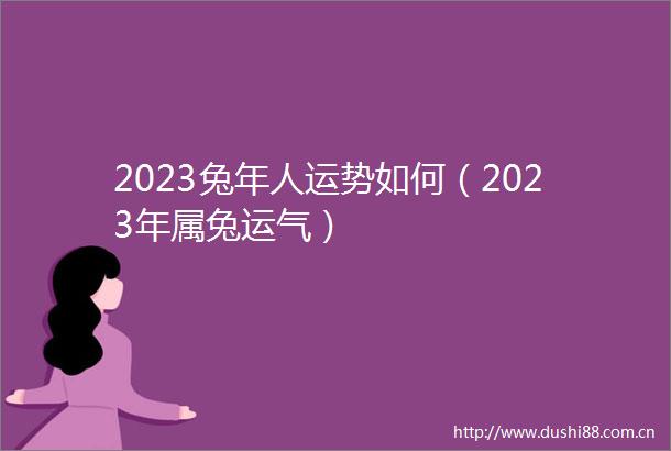 2023兔年人运势如何（2023年属兔运气）