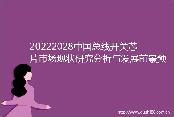 20222028总线开关芯片市场现状研究分析与发展前景预测报告