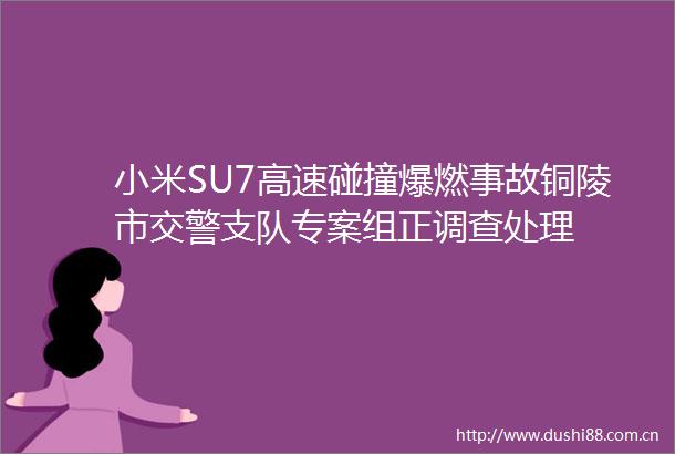 小米SU7高速碰撞爆燃事故铜陵市支队专案组正调查处理