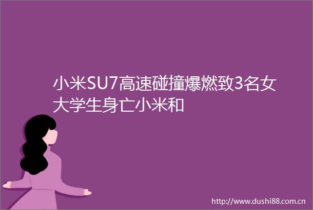 小米SU7高速碰撞爆燃致3名女大学生身亡小米和