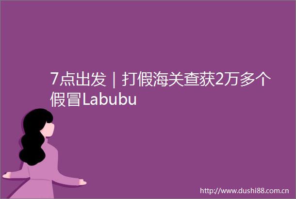 7点出发｜打假海关查获2万多个Labubu