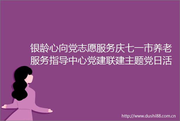银龄心向党志愿服务庆七一市养老服务指导中心党建联建主题党日活动