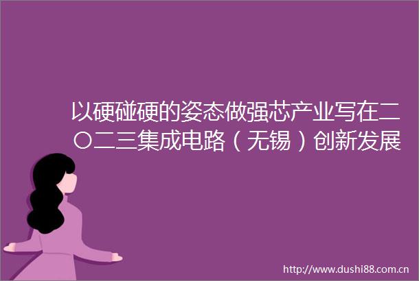 以硬碰硬的姿态做强芯产业写在二〇二三集成电路（无锡）创新发展大会开幕之际