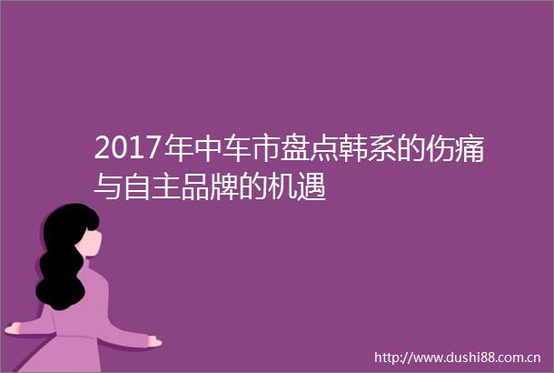 2017年中车市盘点韩系的伤痛与自主品牌的机遇